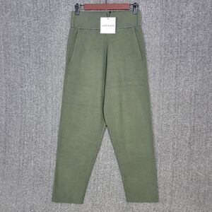 Ladygang Pants Womens Small Green Soft Comfy Tapered Knit High Rise Waist Crop